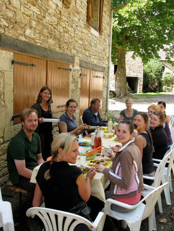 A picnic lunch in Claunhac village